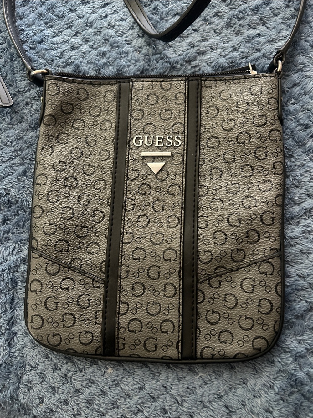 GUESS Gray and Black Signature Crossbody Bag